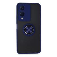 Newface Vivo Y17S Kılıf Montreal Yüzüklü Silikon Kapak - Lacivert