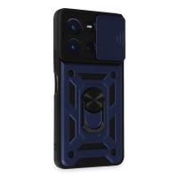 Newface Vivo Y36 Kılıf Pars Lens Yüzüklü Silikon - Lacivert