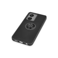 Newface Vivo Y16 Kılıf Montreal Yüzüklü Silikon Kapak - Siyah