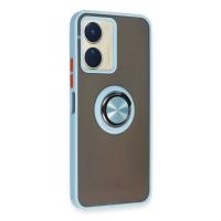 Newface Vivo Y16 Kılıf Montreal Yüzüklü Silikon Kapak - Buz Mavi