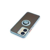 Newface Vivo Y16 Kılıf Montreal Yüzüklü Silikon Kapak - Buz Mavi