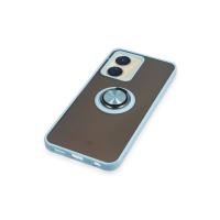 Newface Vivo Y16 Kılıf Montreal Yüzüklü Silikon Kapak - Buz Mavi