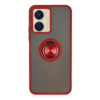 Newface Vivo Y16 Kılıf Montreal Yüzüklü Silikon Kapak - Kırmızı