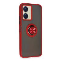 Newface Vivo Y16 Kılıf Montreal Yüzüklü Silikon Kapak - Kırmızı