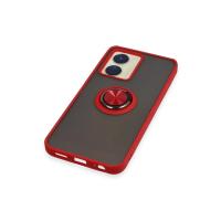 Newface Vivo Y16 Kılıf Montreal Yüzüklü Silikon Kapak - Kırmızı