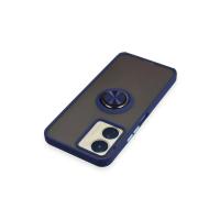 Newface Vivo Y16 Kılıf Montreal Yüzüklü Silikon Kapak - Lacivert