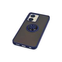 Newface Vivo Y16 Kılıf Montreal Yüzüklü Silikon Kapak - Lacivert