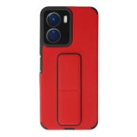 Newface Vivo Y16 Kılıf Mega Standlı Silikon - Kırmızı
