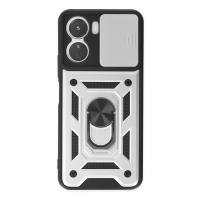 Newface Vivo Y16 Kılıf Pars Lens Yüzüklü Silikon - Gümüş