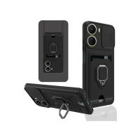 Newface Vivo Y16 Kılıf Zuma Kartvizitli Yüzüklü Silikon - Siyah