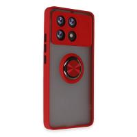 Newface Xiaomi Poco X6 Pro Kılıf Montreal Yüzüklü Silikon Kapak - Kırmızı