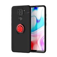 Newface Xiaomi Redmi Note 9 Kılıf Range Yüzüklü Silikon - Siyah-Kırmızı
