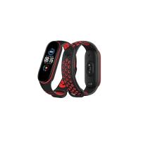 Newface Xiaomi Mi Band 6 Spor Delikli Kordon - Siyah-Kırmızı
