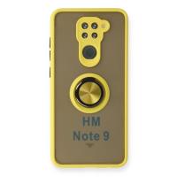 Newface Xiaomi Redmi Note 9 Kılıf Montreal Yüzüklü Silikon Kapak - Sarı