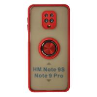 Newface Xiaomi Redmi Note 9 Pro Kılıf Montreal Yüzüklü Silikon Kapak - Kırmızı