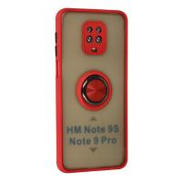 Newface Xiaomi Redmi Note 9 Pro Kılıf Montreal Yüzüklü Silikon Kapak - Kırmızı