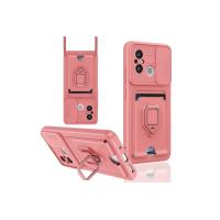 Newface Xiaomi Redmi 12C Kılıf Zuma Kartvizitli Yüzüklü Silikon - Pembe