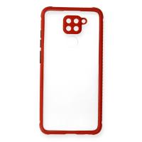 Newface Xiaomi Redmi Note 9 Kılıf Miami Şeffaf Silikon - Kırmızı