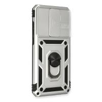 Newface Xiaomi Redmi Note 8 Pro Kılıf Pars Lens Yüzüklü Silikon - Gümüş