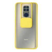 Newface Xiaomi Redmi Note 9 Kılıf Palm Buzlu Kamera Sürgülü Silikon - Sarı