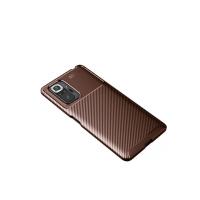 Newface Xiaomi Redmi Note 10 Pro Kılıf Auto Focus Karbon Kapak - Kahverengi