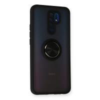 Newface Xiaomi Redmi 9 Kılıf Montreal Yüzüklü Silikon Kapak - Siyah