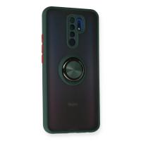 Newface Xiaomi Redmi 9 Kılıf Montreal Yüzüklü Silikon Kapak - Yeşil