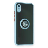 Newface Xiaomi Redmi 9A Kılıf Montreal Yüzüklü Silikon Kapak - Buz Mavi