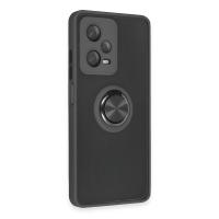 Newface Xiaomi Redmi Note 12 5G Kılıf Montreal Yüzüklü Silikon Kapak - Siyah