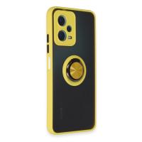 Newface Xiaomi Redmi Note 12 5G Kılıf Montreal Yüzüklü Silikon Kapak - Sarı