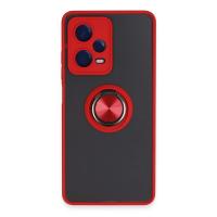 Newface Xiaomi Redmi Note 12 5G Kılıf Montreal Yüzüklü Silikon Kapak - Kırmızı