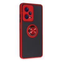 Newface Xiaomi Redmi Note 12 5G Kılıf Montreal Yüzüklü Silikon Kapak - Kırmızı