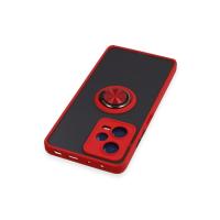 Newface Xiaomi Redmi Note 12 5G Kılıf Montreal Yüzüklü Silikon Kapak - Kırmızı