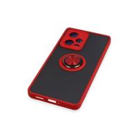 Newface Xiaomi Redmi Note 12 5G Kılıf Montreal Yüzüklü Silikon Kapak - Kırmızı