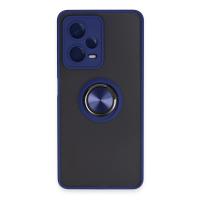 Newface Xiaomi Redmi Note 12 5G Kılıf Montreal Yüzüklü Silikon Kapak - Lacivert