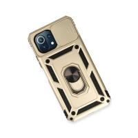 Newface Xiaomi Mİ 11 Lite Kılıf Pars Lens Yüzüklü Silikon - Gold