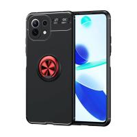 Newface Xiaomi Mİ 11 Lite Kılıf Range Yüzüklü Silikon - Siyah-Kırmızı