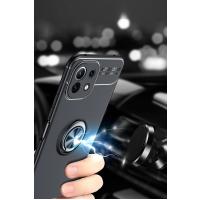 Newface Xiaomi Mİ 11 Lite Kılıf Range Yüzüklü Silikon - Siyah-Kırmızı