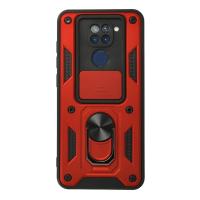 Newface Xiaomi Redmi Note 9 Kılıf Pars Lens Yüzüklü Silikon - Kırmızı