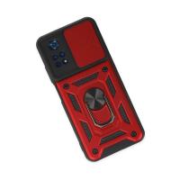 Newface Xiaomi Poco M4 Pro 4G Kılıf Pars Lens Yüzüklü Silikon - Kırmızı