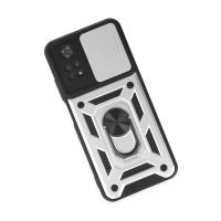 Newface Xiaomi Poco M4 Pro 4G Kılıf Pars Lens Yüzüklü Silikon - Gümüş