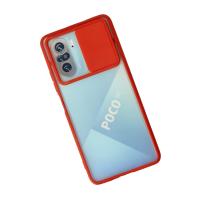 Newface Xiaomi Poco F3 Kılıf Palm Buzlu Kamera Sürgülü Silikon - Kırmızı