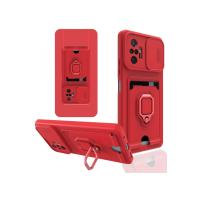 Newface Xiaomi Redmi Note 10 Pro Kılıf Zuma Kartvizitli Yüzüklü Silikon - Kırmızı