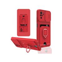 Newface Xiaomi Redmi Note 10 Kılıf Zuma Kartvizitli Yüzüklü Silikon - Kırmızı