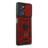 Newface Xiaomi Redmi Note 12 Pro 5G Kılıf Pars Lens Yüzüklü Silikon - Kırmızı