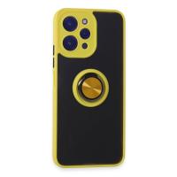 Newface Xiaomi Redmi 12 Kılıf Montreal Yüzüklü Silikon Kapak - Sarı