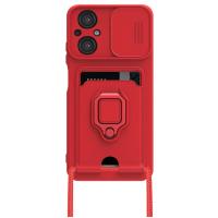 Newface Xiaomi Poco M5 Kılıf Zuma Kartvizitli Yüzüklü Silikon - Kırmızı