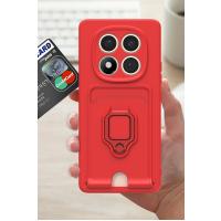 Newface Xiaomi Redmi Note 14 Pro Plus Kılıf Zuma Kartvizitli Yüzüklü Silikon - Kırmızı