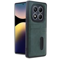 Newface Xiaomi Redmi Note 14 Pro 5G Kılıf Sara Kartvizitli Deri Kılıf - Koyu Yeşil