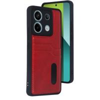 Newface Xiaomi Redmi Note 13 Pro 4G Kılıf Sara Kartvizitli Deri Kılıf - Kırmızı